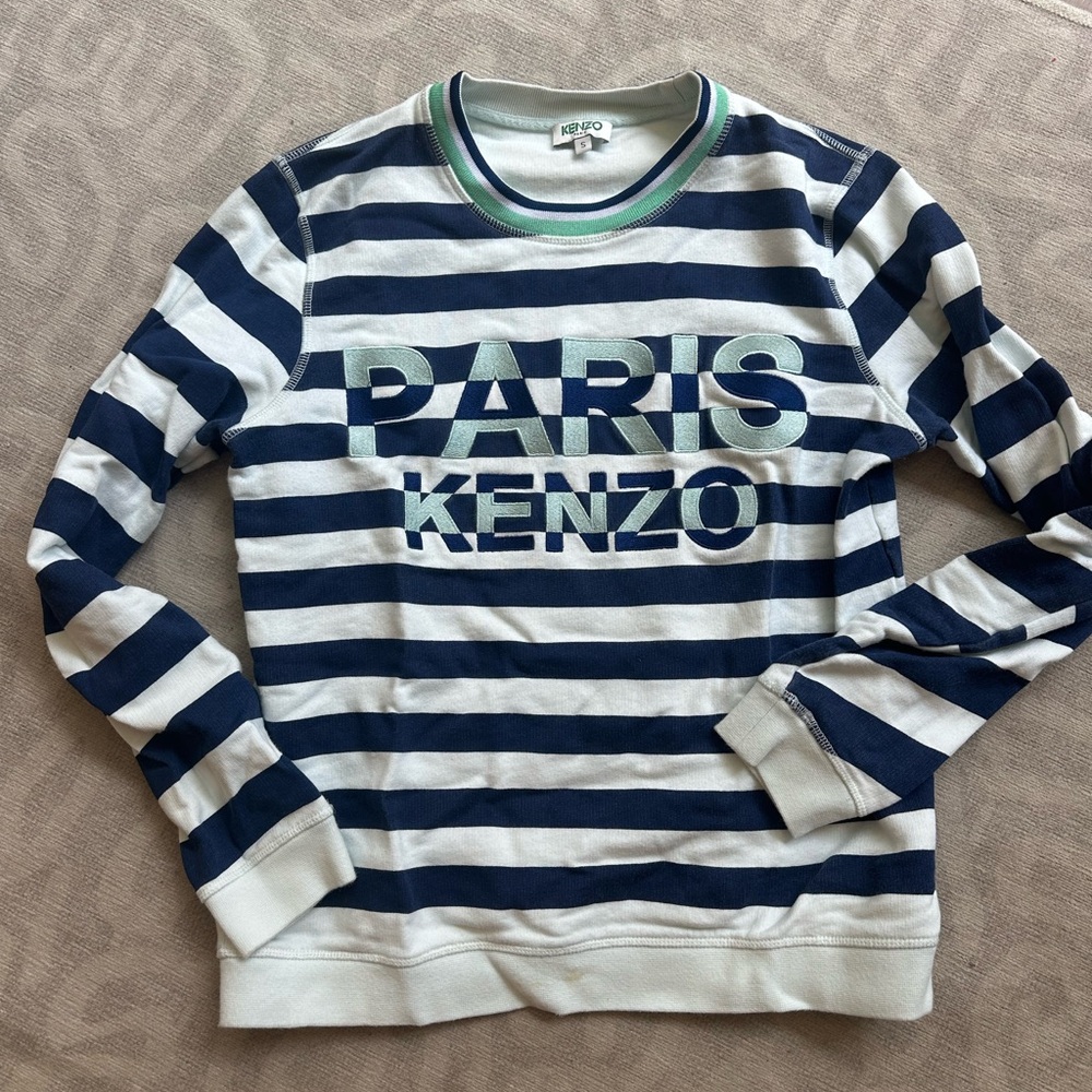 Kenzo Navy and White Striped Sweatshirt